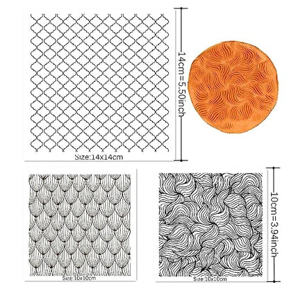 Premium Silicone Texture Stamp Sheets for Polymer Clay Jewelry and Clay Earrings - Set of 3 Floral and Unique Patterns - Easy to Use and Clean (Group 9) - color: Group 9