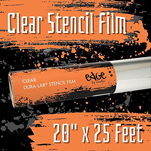 Grafix Edge Stencil Film – 20” x 25’ Roll – Ultra-Clear .005” Dura-Lar Film, Create Custom Stencils for Urban Art Projects, Spray Painting, Screen Printing, Drawing, Airbrushing and More, Roll - size: 20"x25'x0.005", style: Clear, Roll