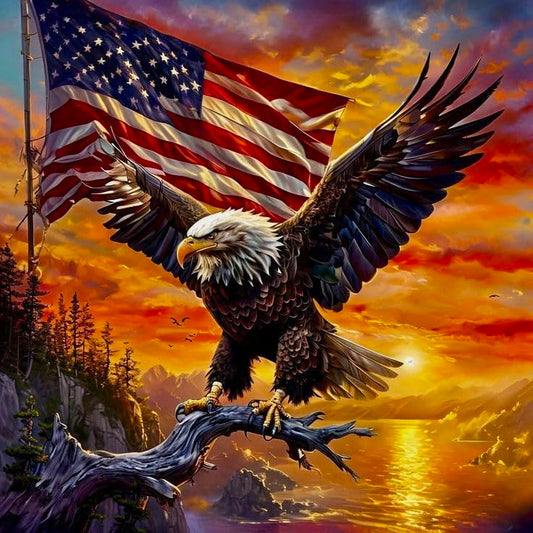 T.HENV 4th of July Diamond Art Kits for Adults, Independence Day Diamond Painting Kits, American Flag Patriotic Daimond Art, Full Drill Gem Art Painting Kit for Home Wall Decor, 13.8x13.8 inch - color: B17