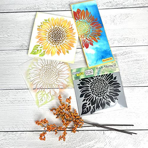 The Crafter’s Workshop - Reusable Floral Stencil for Painting and Crafts – Whimsical and Joyful Blooms for Creative Projects – 2 Pk, 6" x 6" – Joyful Sunflower/Sunflower Meadow - style: Joyful Sunflower / Sunflower Meadow