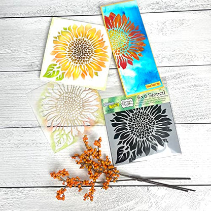 The Crafter’s Workshop - Reusable Floral Stencil for Painting and Crafts – Whimsical and Joyful Blooms for Creative Projects – 2 Pk, 6" x 6" – Joyful Sunflower/Sunflower Meadow - style: Joyful Sunflower / Sunflower Meadow