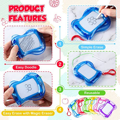 Zhehao 72 Pack Mini Magnetic Drawing Board for Kids, Backpack Keychain Clip Drawing Boards Erasable Doodle Sketch Writing Pad for Kids Birthday Party Favors, Prizes, Goodie Bag Fillers, Gift Bag Toys