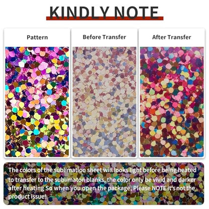 Holographic Sparkle Sublimation Transfer Ink Sheets Bundle for Cricut Mug Press,Infused Ink Paper for Sublimation,10Pcs 12x12Inch Pre-Inked Sublimation Transfer Paper for Blank - color: Holographic