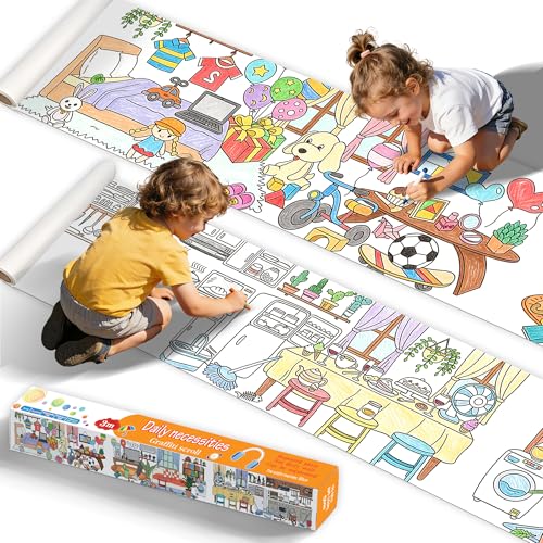 15"x118" Giant Sticky Coloring Paper Roll for Kids - DIY Children's Drawing Roll for Tablecloth & Wall Decor, Animal Themed Giant Sticky Coloring Paper Roll for Kids, Childrens Drawing Rolls - color: Daily Necessities