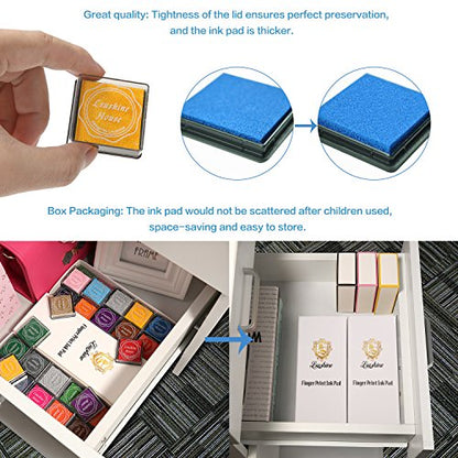 Lsushine Craft Ink Pad Stamps Partner DIY Color,20 Colors Rainbow Finger Ink pad for Kids (Pack of 20)