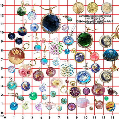 FUNSHOWCASE Cabochon Gem Jewelry Silicone Mold Oval Teardrop Square Heart Round Shapes, for Polymer Clay, Crafting, Resin Epoxy, Pendant Earrings Making, Large