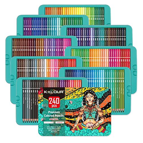 KALOUR Professional Colored Pencils,Set of 240 Colors,Artists Soft Core with Vibrant Color,Ideal for Drawing Sketching Shading,Coloring Pencils for Adults Artists Beginners - size: 1 Count (Pack of 240)
