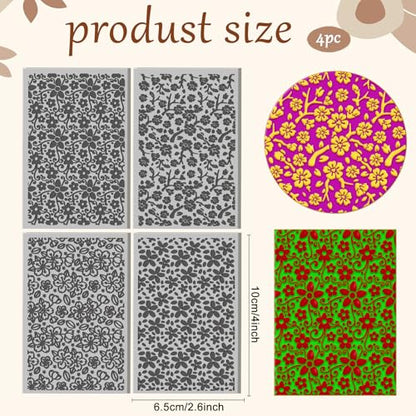 4 Sheets Cherry Blossoms Clay Texture Mat Flower Polymer Clay Texture Sheets DIY Tools for Pottery Earring Jewelry Making Stamp Engraving Machines, 3.9x2.6inch - style: Cherry Blossoms