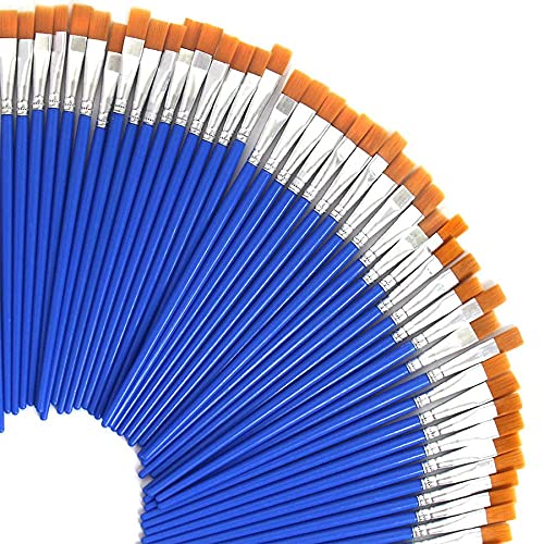 UPINS Wide Flat Paint Brushes Set with Nylon Hair, Small Brush Bulk for Detail Painting Short Plastic Handle Acrylic Oil Watercolor Fine Art Painting 30 Pcs 9mm