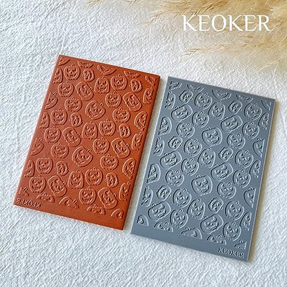 Keoker Polymer Clay Texture Sheets, Fall Clay Texture Mat for Making Earrings Jewerly, Autumn Polymer Clay Earrings Tools (No. 1-3) (Fall Polymer Clay Texture Sheets 2) - color: Fall polymer clay texture sheets 2
