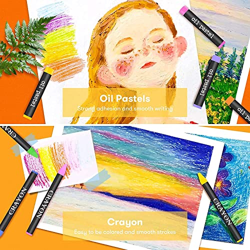 iBayam Art Supplies, 150-Pack Deluxe Wooden Art Set Crafts Drawing Painting Kit with 1 Coloring Book, 2 Sketch Pads, Creative Gift Box for Adults Artist Beginners Kids Girls Boys - color: Natural