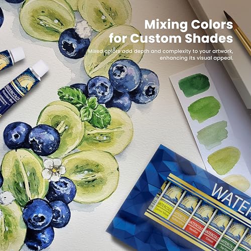 MyArtscape Watercolor Paint Set – 12 x 12ml Highly Pigmented Paint Tubes for Artists, Beginners & Hobbyists | Vibrant Transparent Colors for Blending & Layering