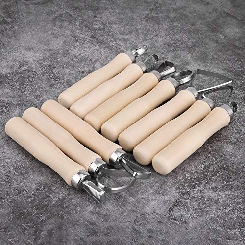 Zopsc 10Pcs Wax Carving Pottery Shapers Tools, DIY Clay Sculpture Tools Set with Assorted Shapes, Wooden Handle Pottery Carving Kit for Sculpture Modeling