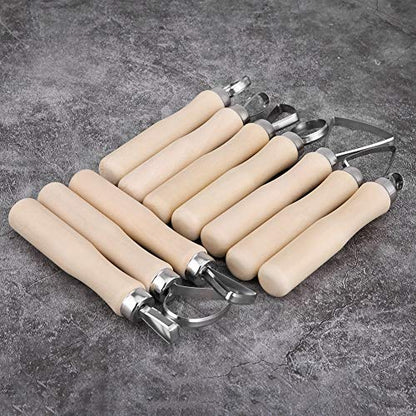 Zopsc 10Pcs Wax Carving Pottery Shapers Tools, DIY Clay Sculpture Tools Set with Assorted Shapes, Wooden Handle Pottery Carving Kit for Sculpture Modeling