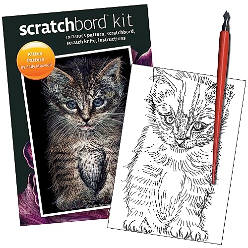 Ampersand Art Supply Scratchbord | Kitten | 5’’ x 7’’ | Professional Scratchboard Art Panel | for Scratchboard Drawing, Illustration & Mixed Media - style: Kitten