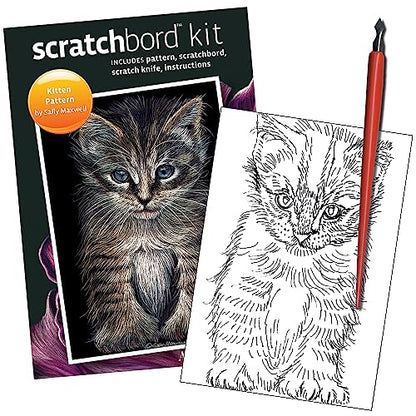 Ampersand Art Supply Scratchbord | Kitten | 5’’ x 7’’ | Professional Scratchboard Art Panel | for Scratchboard Drawing, Illustration & Mixed Media - style: Kitten