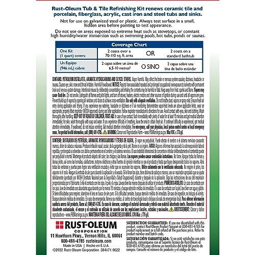Rust-Oleum 384165 Tub And Tile Refinishing 2-Part Kit, 32 oz, Gloss White - color: White