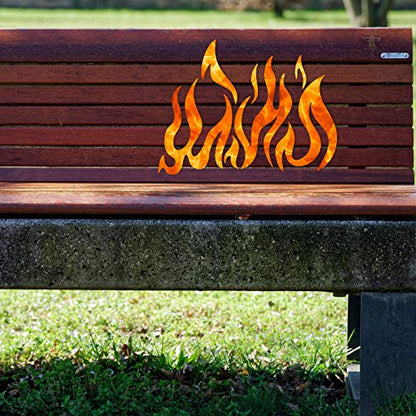 5 Sheets Flame Stencil Airbrush Flame Fire Stencil Fire Reusable Templates Painting Decor Template for Arts Window Wall Crafts Painting Decorations(7.9 x 5.5 Inch) - size: 7.9 x 5.5 Inch