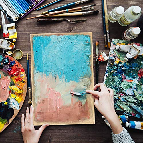 Arteza Wooden Canvas Board, 8x8 Inch, Pack of 5, Birch Wood, Cradled Artist Wood Panels for Painting, Encaustic Art, Wood Burning, Pouring, Use with Oils, Acrylics - size: 8x8 Inch