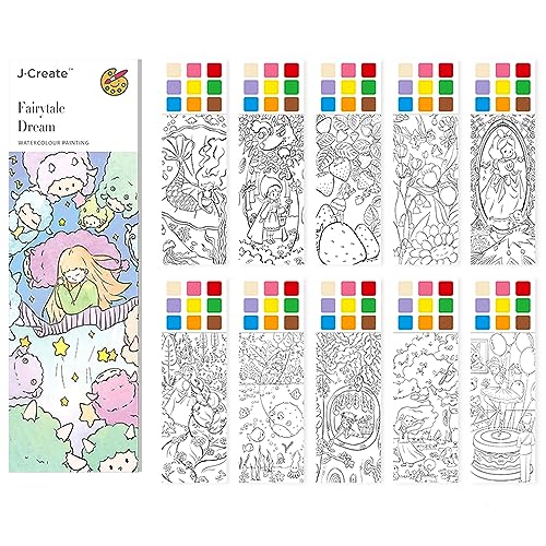 Watercolor Coloring Books for Adults Pocket Watercolor Painting Book for Adult Arts and Crafts Creative Bookmarks Painting with Water(Fairytale Dream) - color: Fairytale Dream