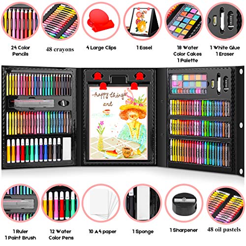 Caliart Art Supplies, 238 Pack Deluxe Art Set for Adults Artists | Painting Coloring Drawing Kit