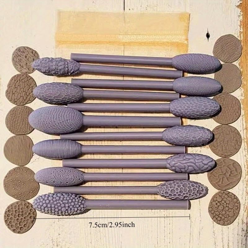 9-Piece Clay Texture Roller Set – Plastic Pattern Rollers for Polymer Clay, Pottery & Ceramic Art, Embossing Plaid & Texture Tools