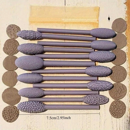 9-Piece Clay Texture Roller Set – Plastic Pattern Rollers for Polymer Clay, Pottery & Ceramic Art, Embossing Plaid & Texture Tools