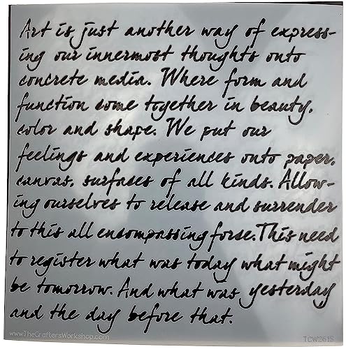 The Crafter’s Workshop - Reusable Fern and Script Stencil for Painting and Crafts – Artistic Nature and Quote Duo for Mixed Media – 2 Pk, 6" x 6" – Ferns/Art is - style: Ferns / Art Is