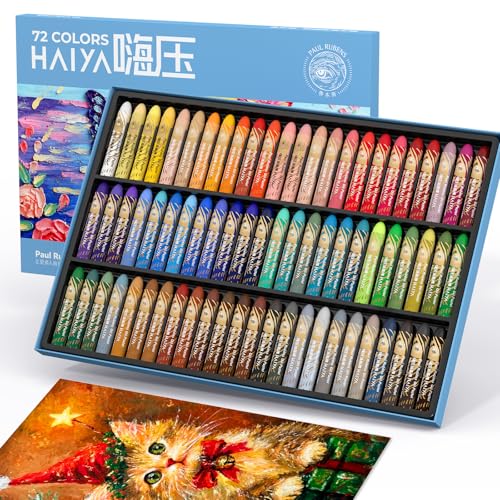 Paul Rubens Oil Pastels Set - 72 Vibrant Colors, Ultra-Soft and Creamy Texture, Easy to Blend for Artists and Beginners - Bullet Head Design for Drawing, Painting, Sketching - New Packaging - style: 72 Basic Colors