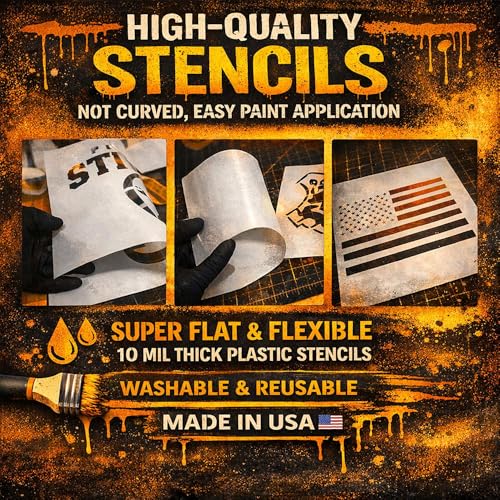Lazy Stencils Distressed American Flag Stencil Reusable 10 Mil Mylar Template Rustic USA Patriotic Military Wall Art DIY (Stencil Sheet - 5x4 inches) - size: Stencil sheet - 5x4 inches