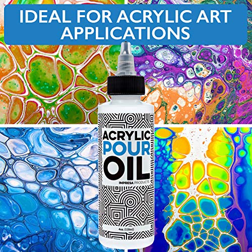 Impresa Silicone Oil for Acrylic Pouring - 4 Oz Clear Bottle with Pipette - Acrylic Pour Oil & Paint Additive for Bubbles