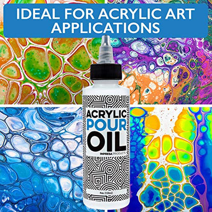 Impresa Silicone Oil for Acrylic Pouring - 4 Oz Clear Bottle with Pipette - Acrylic Pour Oil & Paint Additive for Bubbles