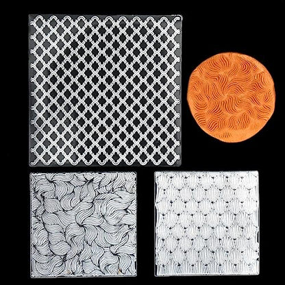 Premium Silicone Texture Stamp Sheets for Polymer Clay Jewelry and Clay Earrings - Set of 3 Floral and Unique Patterns - Easy to Use and Clean (Group 9) - color: Group 9