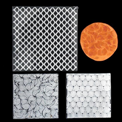 Premium Silicone Texture Stamp Sheets for Polymer Clay Jewelry and Clay Earrings - Set of 3 Floral and Unique Patterns - Easy to Use and Clean (Group 9) - color: Group 9