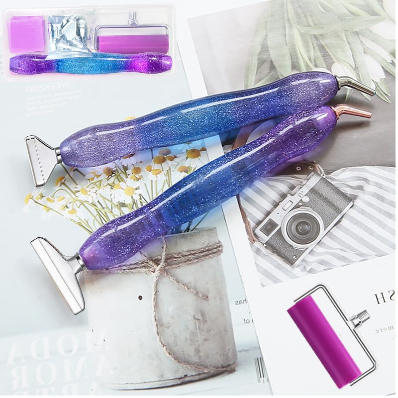 Diamond Painting Pen,Diamond Art Pen,Resin 5D Diamond Painting Pen Kit Tool Accessories (Purple Silver) - color: Purple Silver