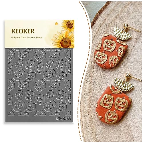 Keoker Polymer Clay Texture Sheets, Fall Clay Texture Mat for Making Earrings Jewerly, Autumn Polymer Clay Earrings Tools (No. 1-3) (Fall Polymer Clay Texture Sheets 2) - color: Fall polymer clay texture sheets 2