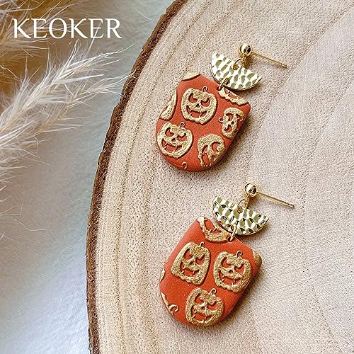 Keoker Polymer Clay Texture Sheets, Fall Clay Texture Mat for Making Earrings Jewerly, Autumn Polymer Clay Earrings Tools (No. 1-3) (Fall Polymer Clay Texture Sheets 2) - color: Fall polymer clay texture sheets 2