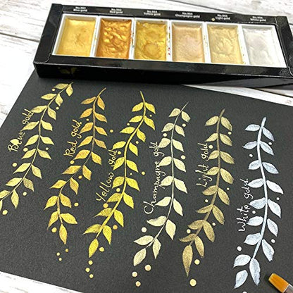 Kuretake GANSAI TAMBI 6 colors, 3 pack set, STARRY, PEARL, GEM, Watercolor Paint Set, Gold, Silver, Glitter, for Professional, Artist, Made in Japan - style: 3 pack set