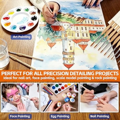 11 Pcs Fine Detail Paint Brush Set - Miniature Brushes with Ergonomic Wood Handles for Acrylic, Watercolor, Oil, Model Painting, Nail Art, Scale Models, Warhammer 40k, Face Painting - size: 11PCS Paint Brushes