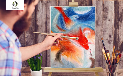 CONDA 25'' Folding Wooden Tabletop Easel for Painting, Hold Canvas up to 23 Inches, Portable A-Frame Artist Desktop Painting Stand, Photo Picture Sign Holder