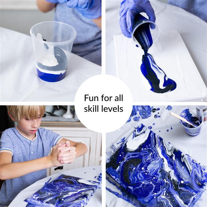 WA Portman 38-PC Ready to Pour Acrylic Pouring Paint Set – 6 Bottles of Acrylic Paint Kits for Adults – Complete Painting Sets with Canvas Painting Supplies for Beginners & Professionals