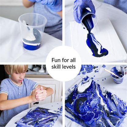 WA Portman 38-PC Ready to Pour Acrylic Pouring Paint Set – 6 Bottles of Acrylic Paint Kits for Adults – Complete Painting Sets with Canvas Painting Supplies for Beginners & Professionals