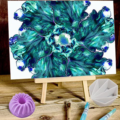 6Pcs Split Cup Flower Silicone Paint Cup Acrylic Pouring Strainers Set Mixing Cups for DIY Pouring Acrylic Paint and Creating Patterns Art Supplies