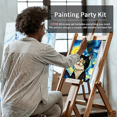 VOCHIC 4 Pack Sip and Paint Kit, Pre Drawn Canvas for Painting for Adults, Girls Night, Couples Painting Kit Date Night Games with Pictures to Paint Starry Sky Party Supplies (8 x 10 in) - size: 8x10, style: style 6
