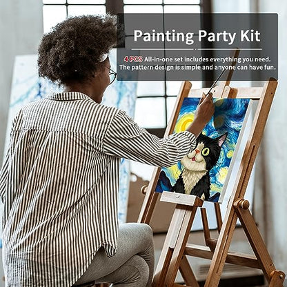 VOCHIC 4 Pack Sip and Paint Kit, Pre Drawn Canvas for Painting for Adults, Girls Night, Couples Painting Kit Date Night Games with Pictures to Paint Starry Sky Party Supplies (8 x 10 in) - size: 8x10, style: style 6