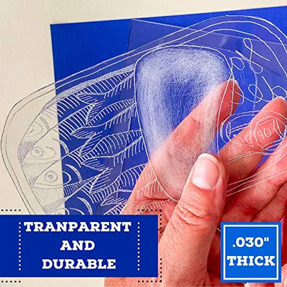 Grafix Impress Print Media Monoprint Plate – 8" x 10”, Pack of 3 – Transparent, Lightweight, Non-Porous .030” Dura-Lar Monoprinting Surface, Economical Alternative to Metal or Glass Plates - size: 8" x 10", style: Clear, Pack of 3