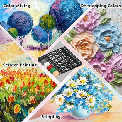 Geyoga 36 Pcs Soft Oil Pastels Bulk Artists Oil Crayons Single Color Creamy Pastels for Art Painting Drawing Blending for Artists(Black, White) - color: Black, White