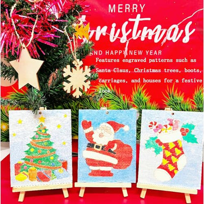 Piatoeke 16PCS 5.9×4.7in Unfinished Wooden Christmas Cutouts Board for Kids Painting, Wood Crafts DIY Fun Things to Paint and Hang (Christmas) - color: Christmas