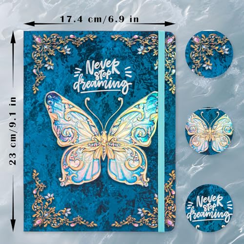 B5 Hardcover Journal for Women & Men -Butterfly Aesthetic Lined Notebook | 192 Pages Thick 80gsm Paper Writing Journal for Office, School, Travel Notes & Gift-9" x 6.9 - color: Sky Blue