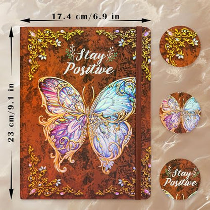B5 Hardcover Journal for Women & Men -Butterfly Aesthetic Lined Notebook | 192 Pages Thick 80gsm Paper Writing Journal for Office, School, Travel Notes & Gift-9" x 6.9 - color: Brown